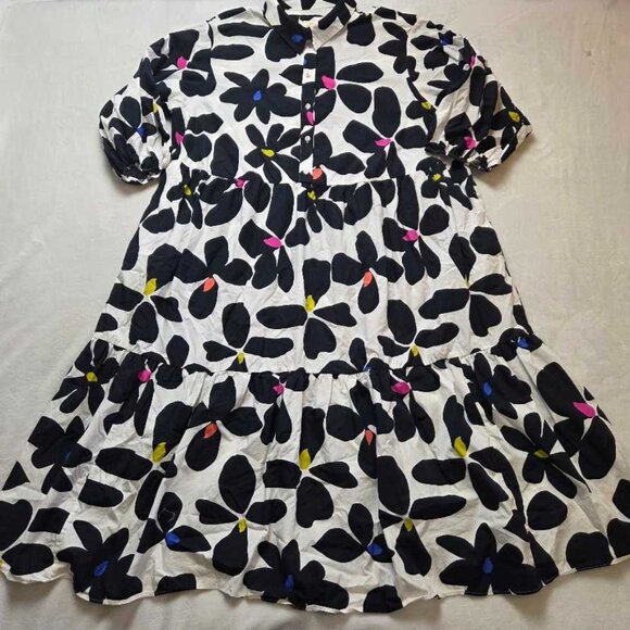 Anthropologie Dresses & Skirts - Plus 3X Maeve Anthropologie The Bettina tiered shirt dress Black White floral 2